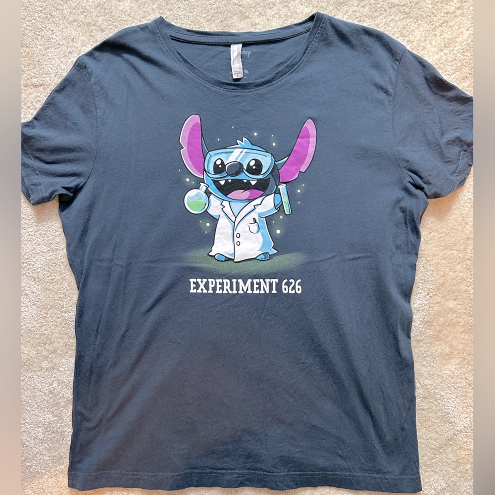 Disney Stitch scientist t-shirt. Slate blue. Size XL